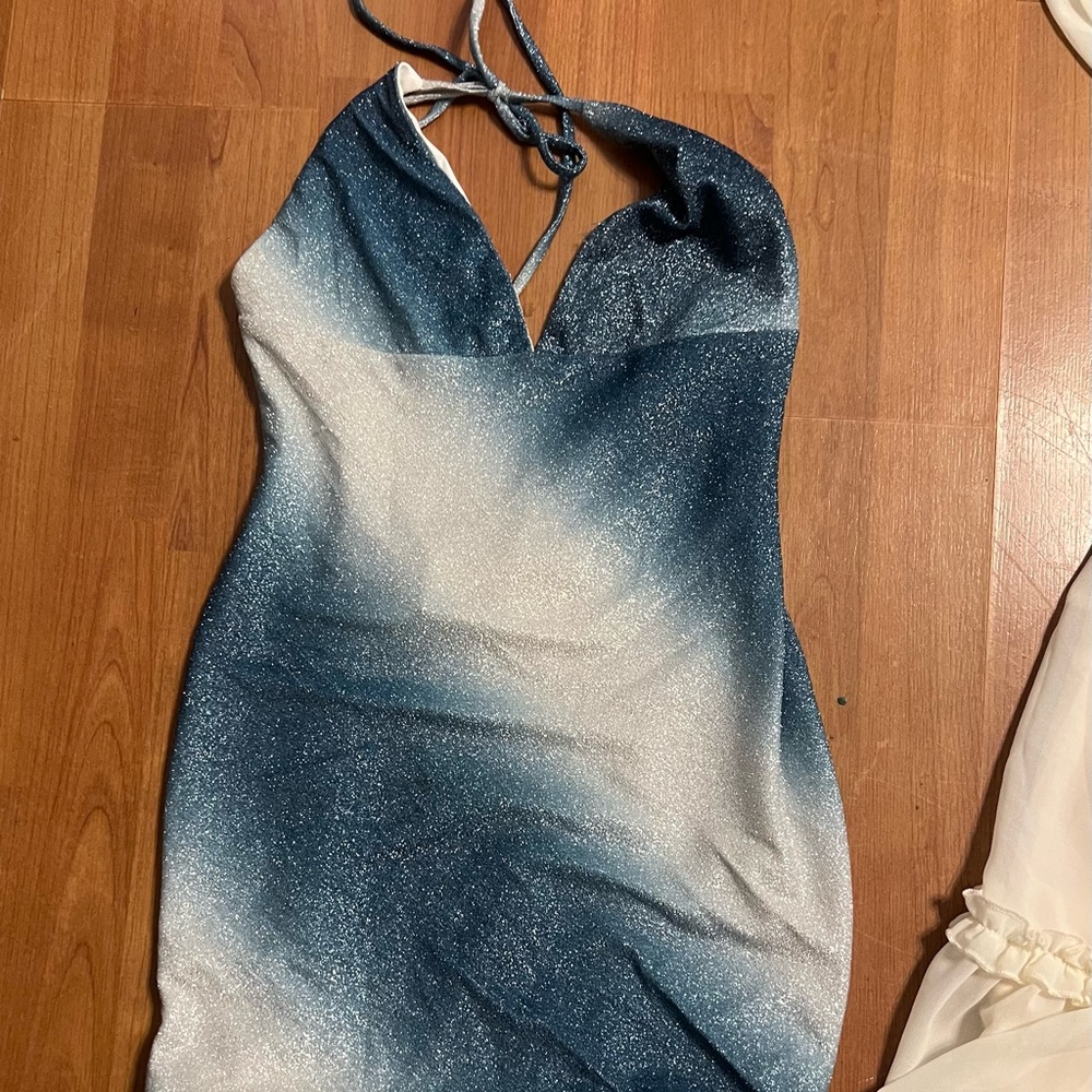 Princess Polly Blue Bodycon Halter Dress for Cocktail Night Out